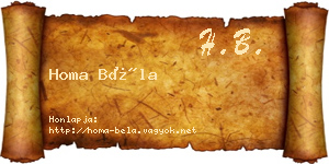 Homa Béla névjegykártya